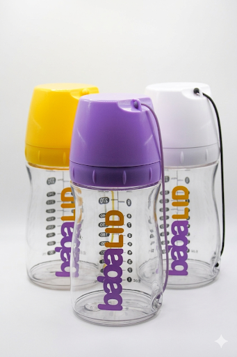 No More Missing Lids                  (3)Pack 10oz BabaLID Baby Bottles