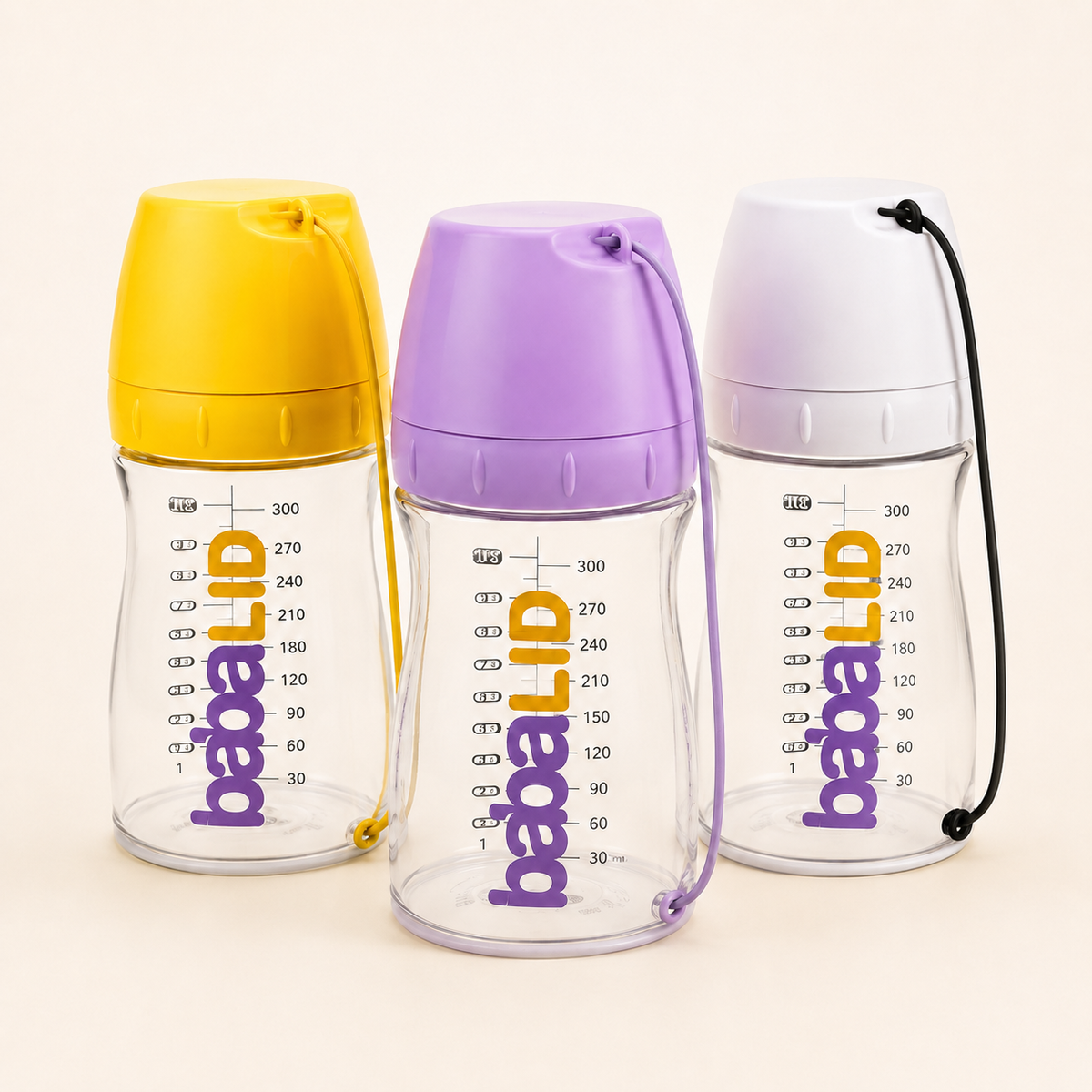 No More Missing Lids                  (3)Pack 10oz BabaLID Baby Bottles